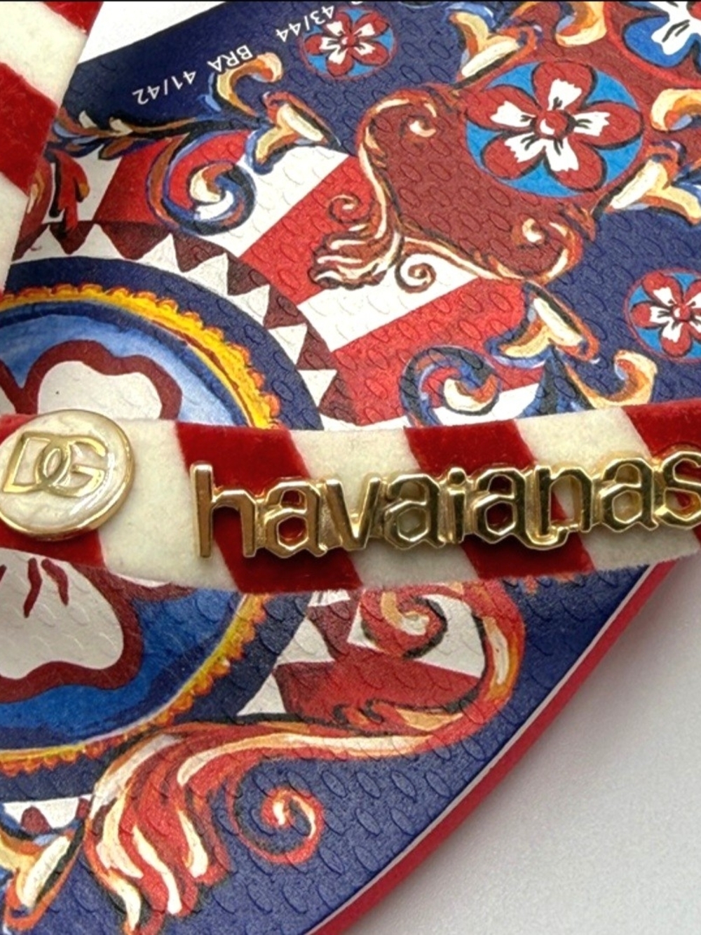 Dolce & Gabanna X Havaianas Caretto Siciliano Thong Sandals Size 10 - Picture 4 of 7